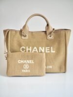 CHANEL Deauville Tote Small Beige Canvas - Image 10