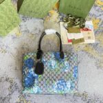 GUCCI Supreme Monogram Blooms Medium Reversible Tote Beige Blue Navy - Image 2