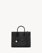 Saint Laurent small sac de jour bag in black crocodile-embossed leather