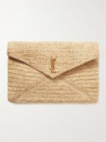 Saint Laurent Cassandre Large Envelope Pouch in Raffia