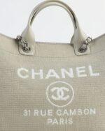 Chanel Deauville Large Gray Tote Bag - Image 3