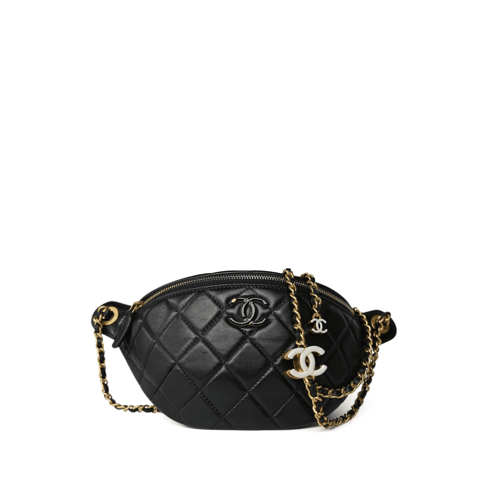 227d99b8538371159a9ddd86e0cca886 CHANEL 24A Black Lambskin Quilted Waist Bag - Image 1