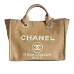 CHANEL Deauville Tote Small Beige Canvas