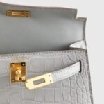 Hermès Kelly Mini Alligator Gris Perle Matte Gold Hardware - Image 5