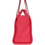 Chanel Medium Deauville Shopping Tote Hot Pink Canvas Light Gold Hardware - Image 4
