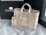 Chanel Mixed Fibers Calfskin Deauville Tote Light Grey - Image 3