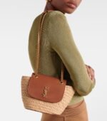 Saint Laurent Manon Mini raffia and leather shoulder bag - Image 5