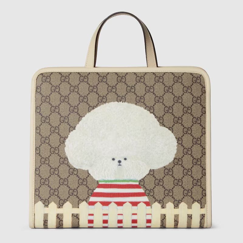 3Vfbo6h2-4UH_334Z2U8O5@LZOBXMU GUCCI CHILDREN’S DOG PRINT TOTE BAG - Image 1