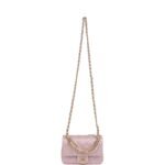 Chanel Mini Square Pearl Flap Bag Light Pink Iridescent Lambskin Brushed Gold Hardware - Image 2