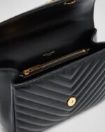 Saint Laurent College Medium YSL Flap Top-Handle Bag in Quilted Leather - Image 4