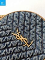 Saint Laurent Round Quilted Denim Crossbody Bag - Image 10