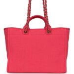 Chanel Medium Deauville Shopping Tote Hot Pink Canvas Light Gold Hardware - Image 8