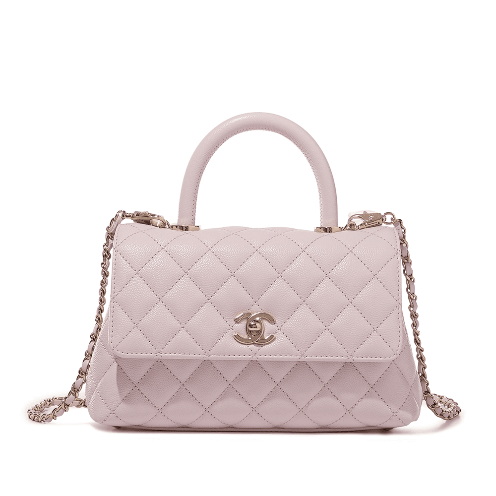 5fb3eca4ef2724085dc0ae5e147f1c4d Chanel Pink Quilted Caviar Coco Top Handle Flap Bag Gold Hardware - Image 1