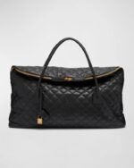 Saint Laurent ES Giant Travel Bag in Smooth Quilted Leather with Gold Hardware