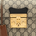 Gucci GG Supreme Monogram Small Padlock Bamboo Shoulder Bag Beige Black Cuir - Image 4