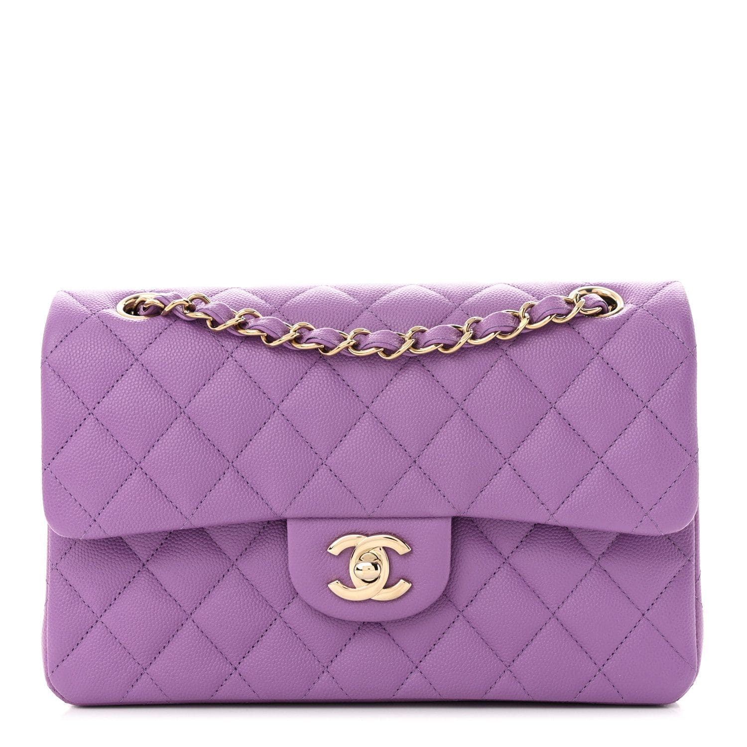 7HFjLJoz-KUE0QYRZ187EW@M4E CHANEL Caviar Quilted Small Double Flap Purple - Image 1