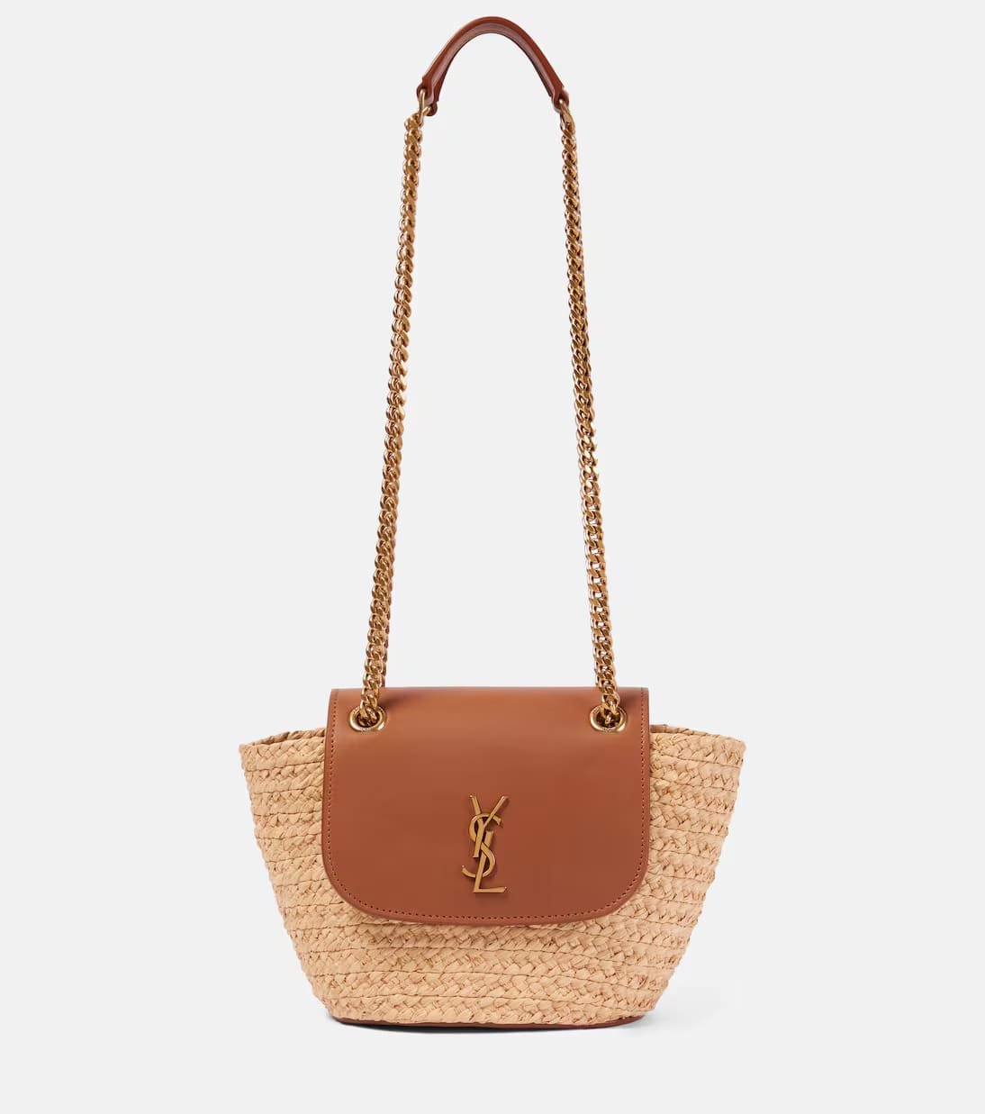 7a1d5ae518dc4e890705554eb2539b8e Saint Laurent Manon Mini raffia and leather shoulder bag - Image 1