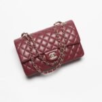 CHANEL Lambskin & Gold-Tone Metal Wine red