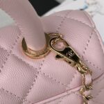 Chanel Pink Quilted Caviar Coco Top Handle Flap Bag Gold Hardware - Image 6