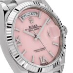 Rolex Day-Date 36 128239 White Gold Pink Opal Diamond Roman Numerals Dial - Image 6