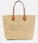 Gucci Medium logo raffia-effect tote bag - Image 2