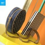 Saint Laurent Round Quilted Denim Crossbody Bag - Image 4
