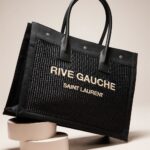 Saint Laurent Rive Gauche Small Tote Bag in Raffia