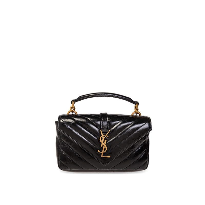 AxC18cbq-121 SAINT LAURENT BLACK ‘COLLEGE MINI’ SHOULDER BAG - Image 1