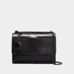 SAINT LAURENT Sunset Medium YSL Crossbody Bag in Croc-Emboassed Leather