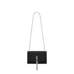 Saint Laurent Medium Kate Tassel Chain Bag In Black Crocodile Em