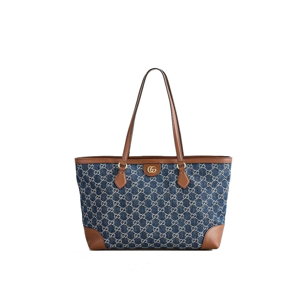 EI2txycH-91 Gucci Blue Denim Ophidia Medium Tote - Image 1