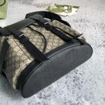 GUCCI Supreme Monogram Double Buckle Backpack Beige Black - Image 8