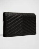 Saint Laurent YSL Monogram Small Wallet on Chain in Grained Leather - Image 3