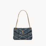 SAINT LAURENT PUFFER SMALL IN SUEDE AND DENIM