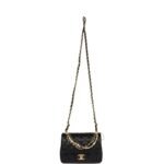 Chanel Mini Square Pearl Crush Flap Bag Black Lambskin Brushed Gold Hardware - Image 3