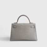 Hermès Kelly Mini Alligator Gris Perle Matte Gold Hardware - Image 4