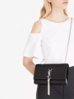 SAINT LAURENT Kate monogram croc-embossed leather shoulder bag - Image 4