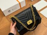 CHANEL Calfskin Chevron Quilted Medium Boy Flap Black - Image 3