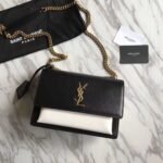 Saint Laurent  Calfskin Bi-Color Medium Monogram Sunset Black Pearl White - Image 3