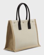 Saint Laurent Rive Gauche Small Tote in Canvas - Image 6