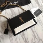 Saint Laurent  Calfskin Bi-Color Medium Monogram Sunset Black Pearl White - Image 2