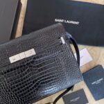 Saint Laurent Black Manhattan croc-effect shoulder bag - Image 4