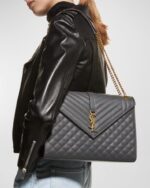 Saint Laurent Envelope Triquilt Large YSL Shoulder Bag in Grained Leather - Image 2