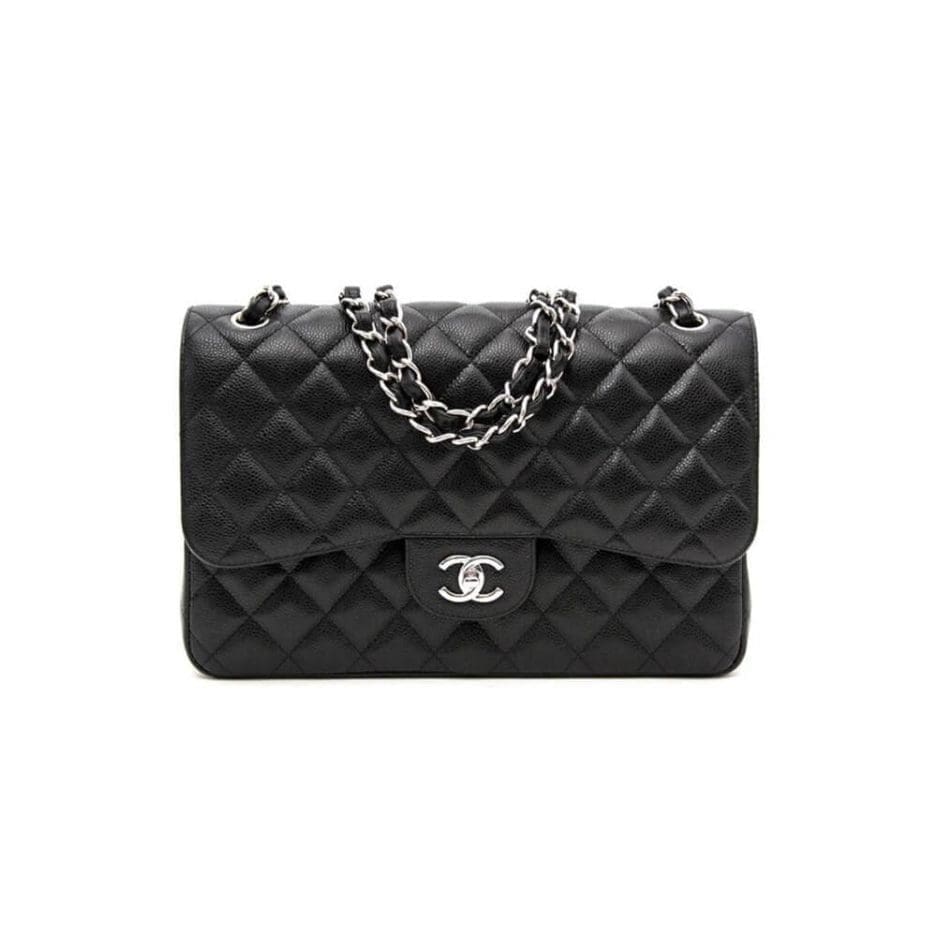 OdgLGG7y-1-772-937x937-1 CHANEL LARGE CLASSIC HANDBAG Grained Calfskin & Silver Metal - Image 1