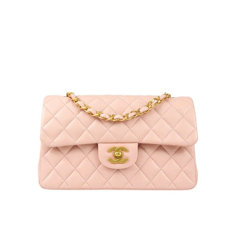 QPvAGrJa-2121题-1 CHANEL Classic Double Flap Small Pink Lambskin - Image 1