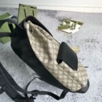 GUCCI Supreme Monogram Double Buckle Backpack Beige Black - Image 5