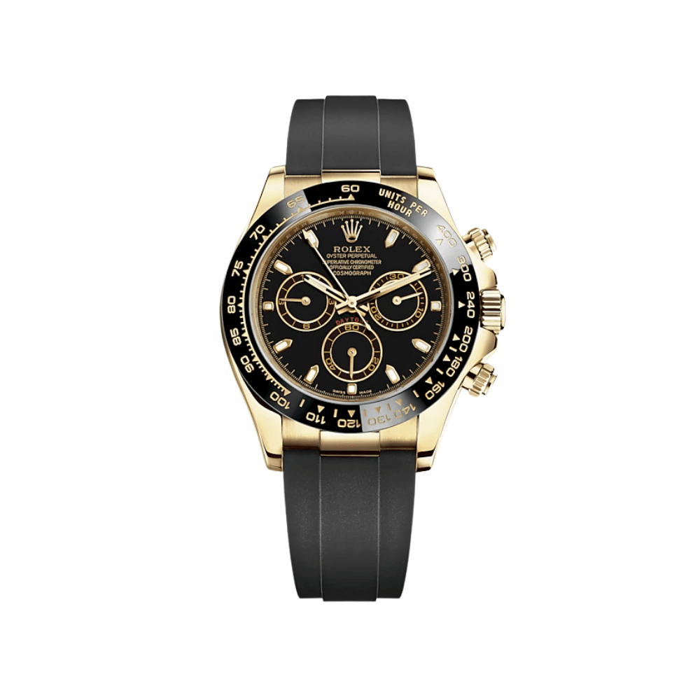 SseAx07a-rolex-daytona-yellow-gold-black-dial-rubber-strap-116518ln-rolex-40268799770868 Rolex Daytona 116518LN Yellow Gold Black Dial - Image 1