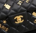 Chanel Lambskin Quilted Medium Rue Cambon Charms Double Flap Black - Image 8