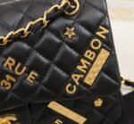 Chanel Lambskin Quilted Medium Rue Cambon Charms Double Flap Black - Image 7
