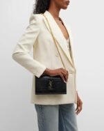 Saint Laurent Cassandra YSL Wallet on Chain in Croc Embossed Leather - Image 6